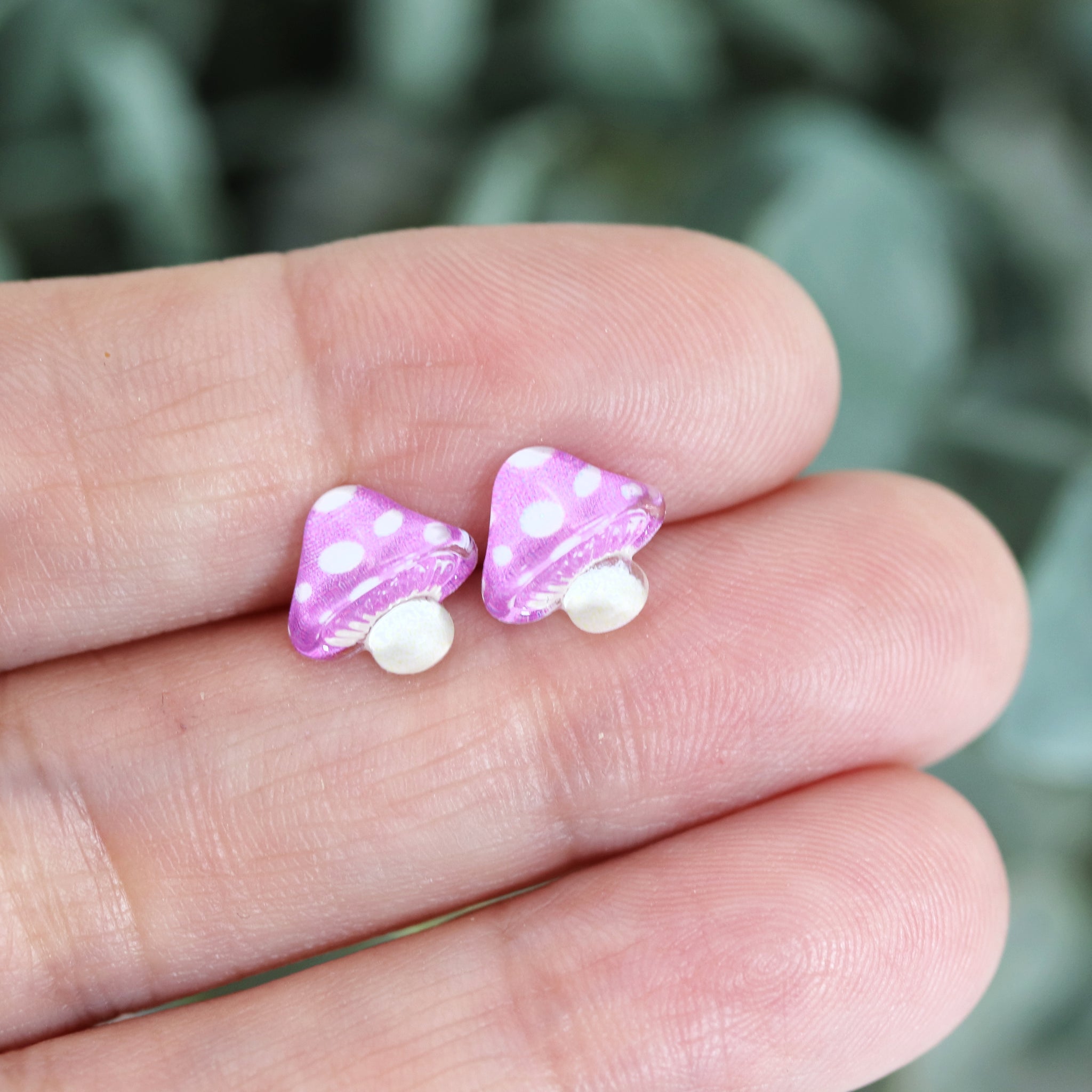 Plastic Post Earrings or Invisible Clip On Cute Mushroom Studs, 10mm –  Pretty Smart