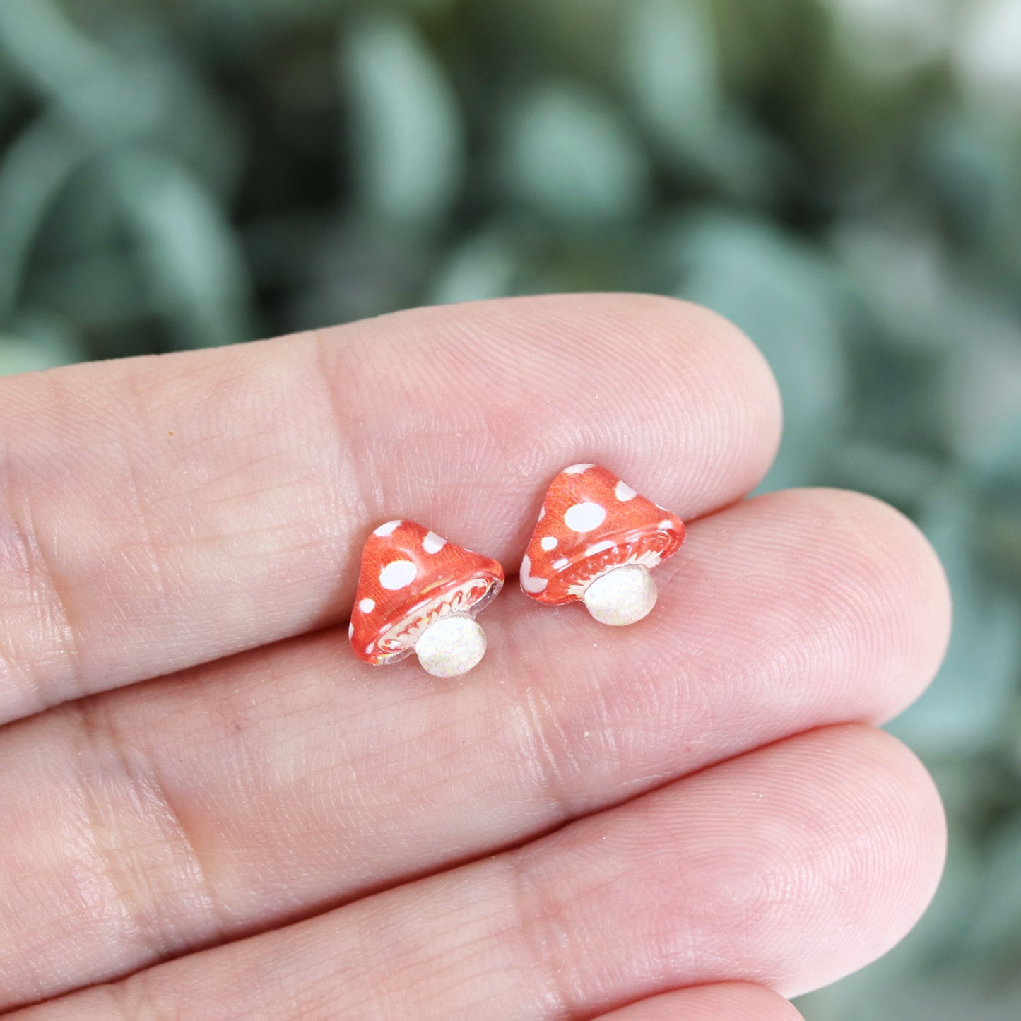 Boucles d'oreilles à tige en forme de champignon, 10 mm