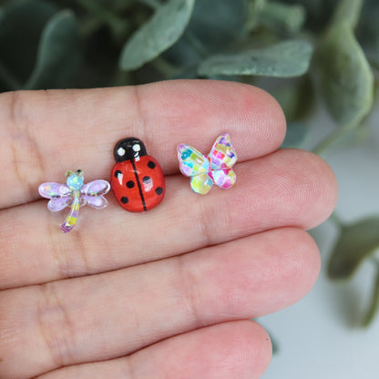 Dragonfly, Ladybug, Butterfly - Stud Earring Gift Set