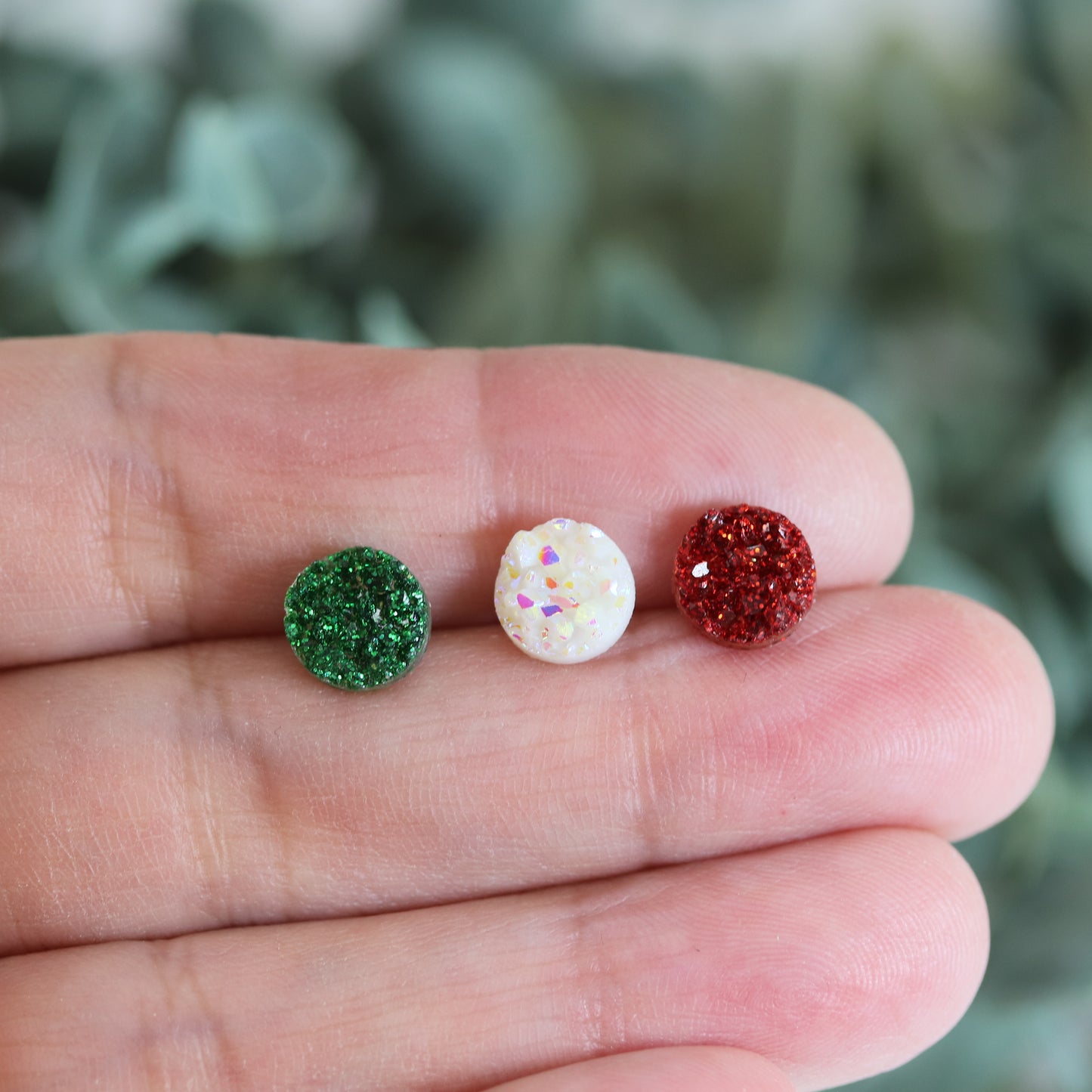 Coffret cadeau de boucles d'oreilles à tige en faux druzy, 8 mm ou 10 mm