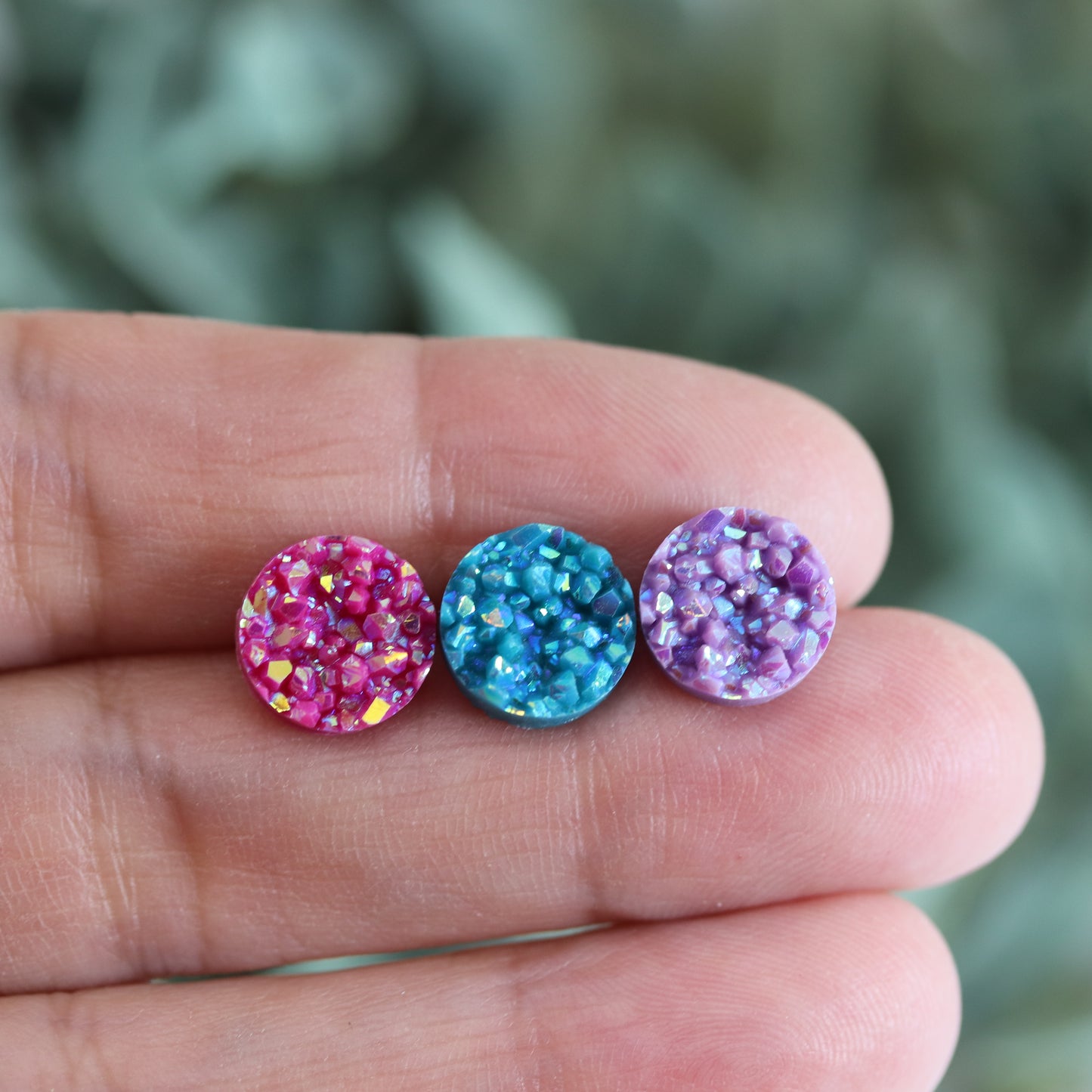 Coffret cadeau de boucles d'oreilles à tige en faux druzy, 8 mm ou 10 mm