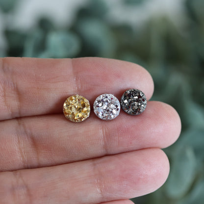 Coffret cadeau de boucles d'oreilles à tige en faux druzy, 8 mm ou 10 mm