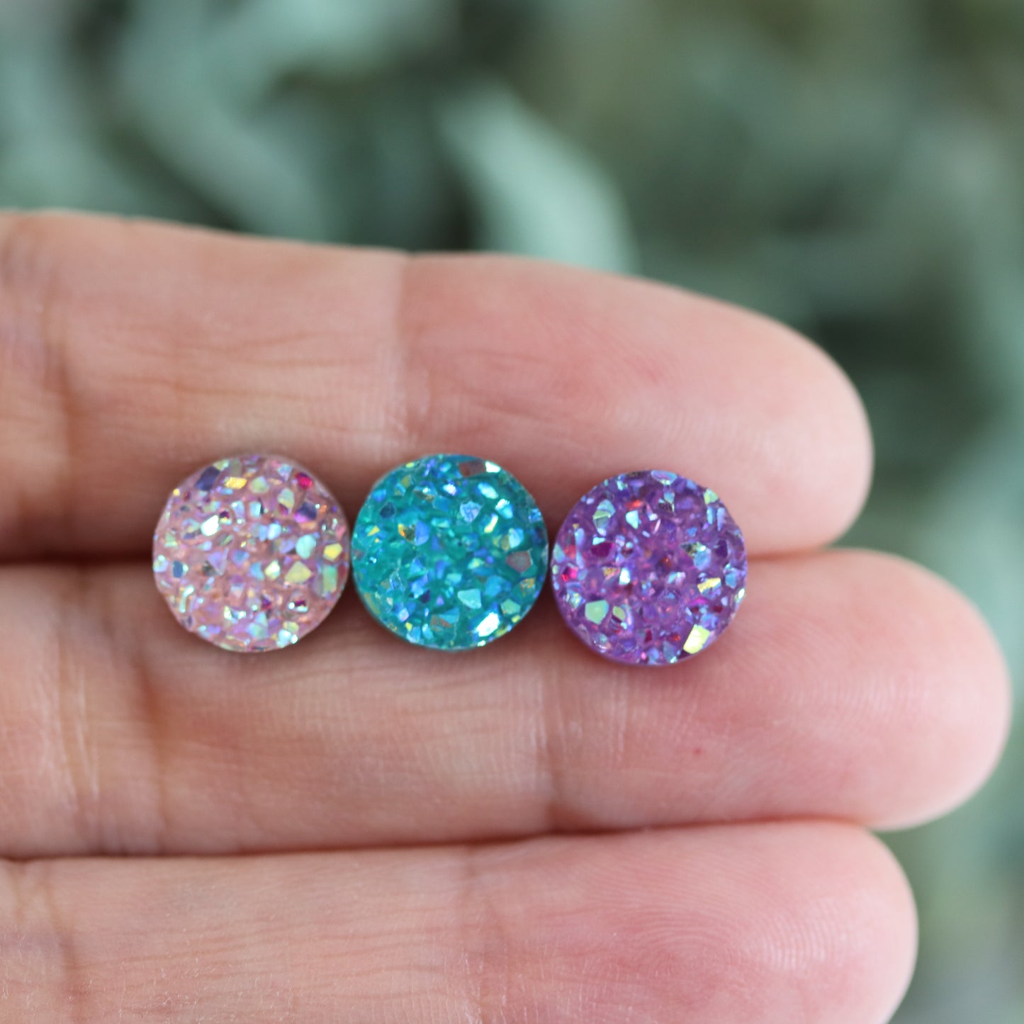 Coffret cadeau de boucles d'oreilles à tige en faux druzy, 8 mm ou 10 mm