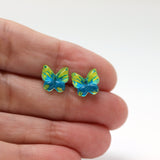 Plastic Post or Invisible Clip On Metal Free Butterfly Earrings