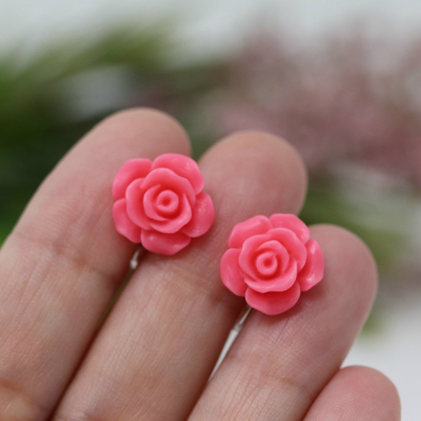 Boucles d'oreilles à tige en forme de rose, 13 mm