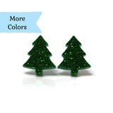 Glitter Christmas Tree Stud Earrings, 11mm