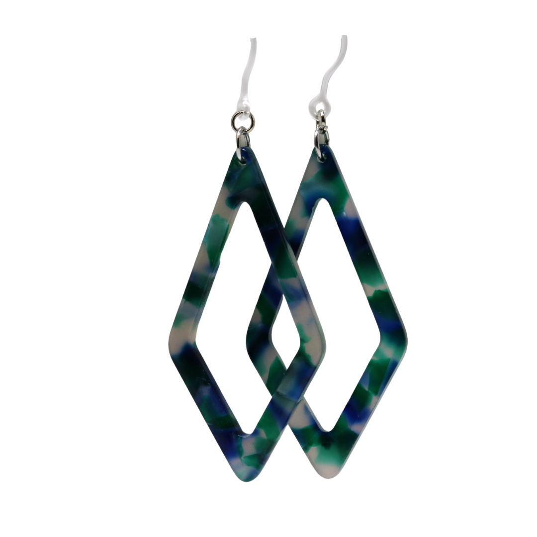 Rhombus Acrylic Dangle Earrings - 2 colors