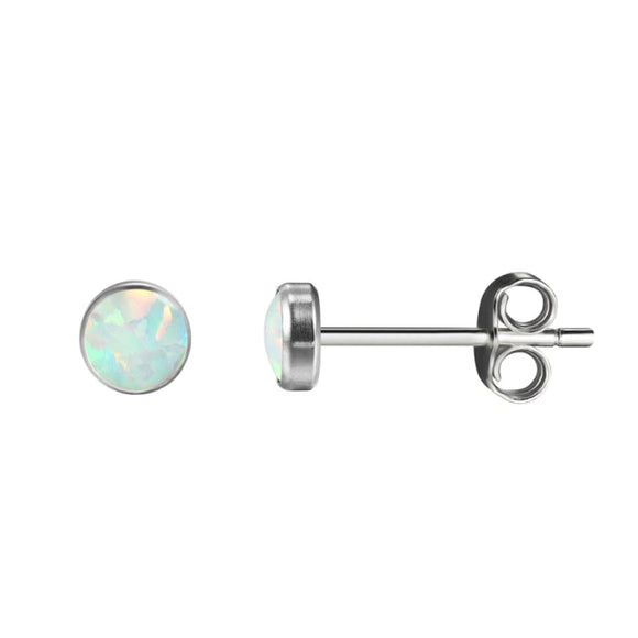 Titanium Bezel Set Opal Stud Earrings