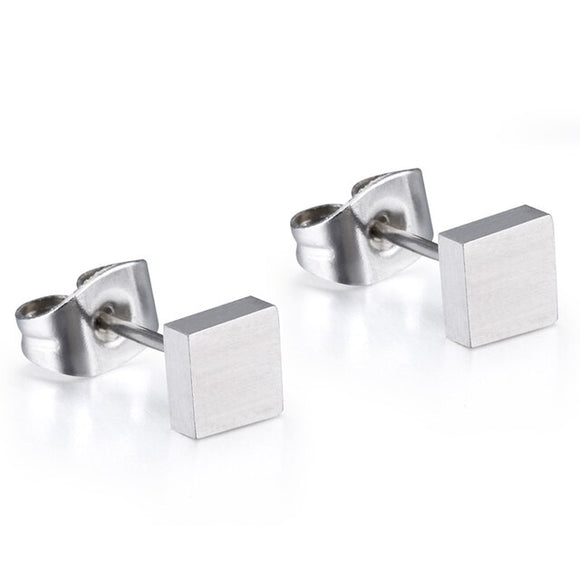 Titanium Square Stud Earrings, 5mm