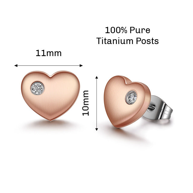 Titanium Heart Stud Earrings