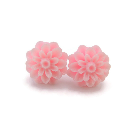 Plastic Posts or Invisible Clip On Metal Free Dahlia Floral Earrings