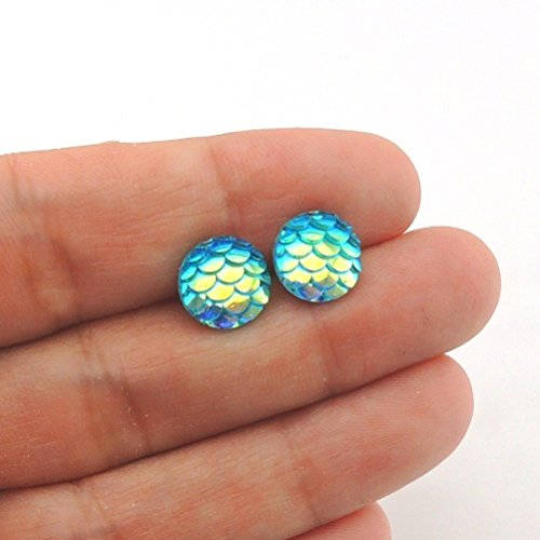 Mermaid Scale Round Stud Earrings