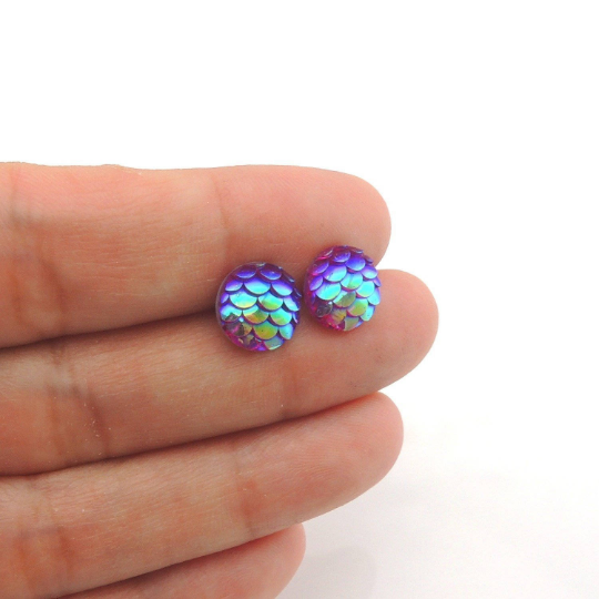 Mermaid Scale Round Stud Earrings