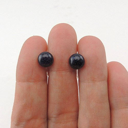 Blue Goldstone Stud Earrings, Three Sizes