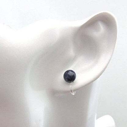 Blue Goldstone Stud Earrings, Three Sizes
