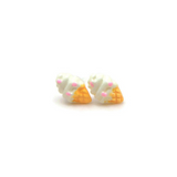 Plastic Post Earrings or Invisible Clip On Metal Free Soft Ice Cream Cone Studs, 10mm