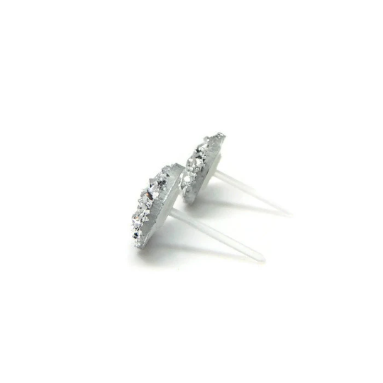Square Druzy Stud Earrings