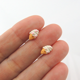 Plastic Post Earrings or Invisible Clip On Metal Free Soft Ice Cream Cone Studs, 10mm