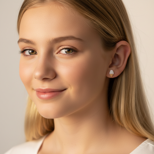Soft Ice Cream Cone Stud Earrings