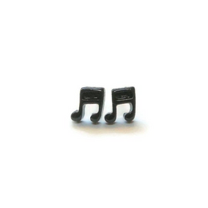Plastic Post Earrings or Invisible Clip On Metal Free Music Note Studs, 9mm