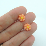 Plastic Post or Invisible Clip On Metal Free Earrings Daisy Floral 9mm