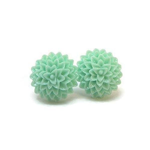 Plastic Posts or Invisible Clip On Metal Free Dahlia Floral Earrings, 12mm