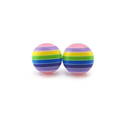 Rainbow Stripe Stud Earrings, Two Sizes