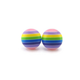 Plastic Post or Invisible Clip On Metal Free Earrings, Rainbow Stripe