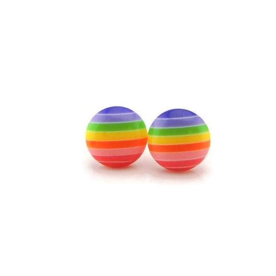 Rainbow Stripe Stud Earrings, Two Sizes