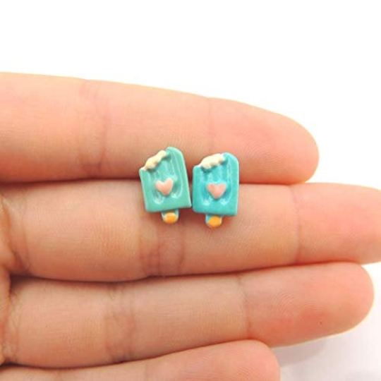 Blue Popsicle Stud Earrings