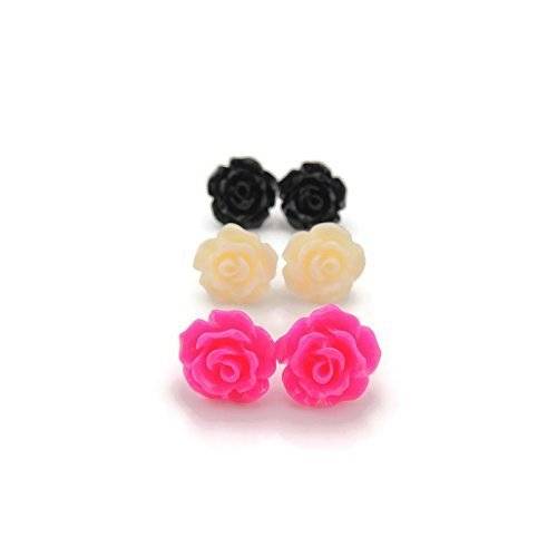 Clear Rose Earrings For Women Clear Earrings For Work Sports 3D Rose Plastic