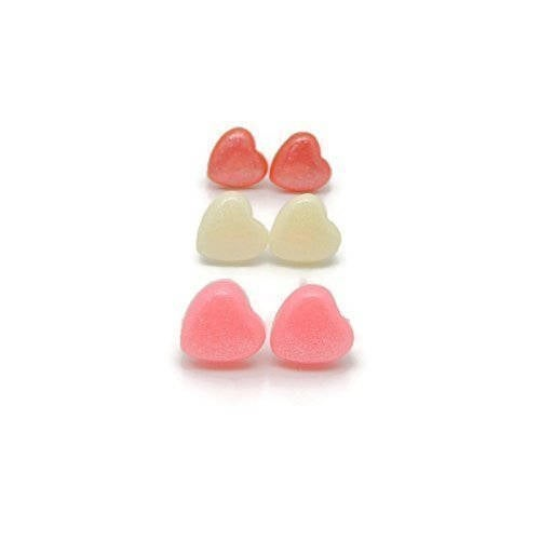 Plastic Posts or Invisible Clip On Metal Free Dainty Heart Earrings, 8mm