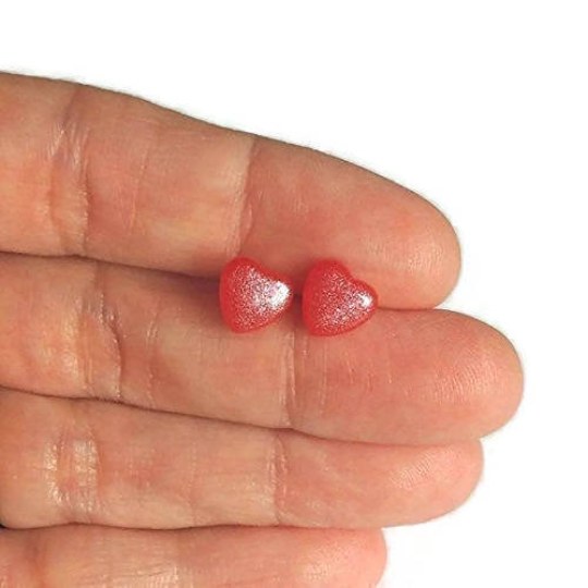 Frosted Heart Stud Earrings