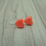 Plastic Posts or Invisible Clip On Metal Free Dainty Heart Earrings, 8mm