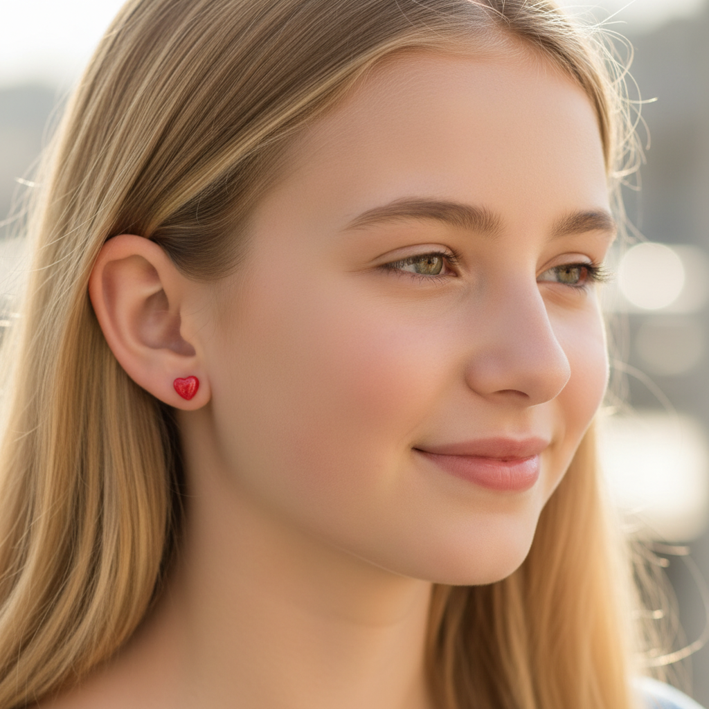 Frosted Heart Stud Earrings