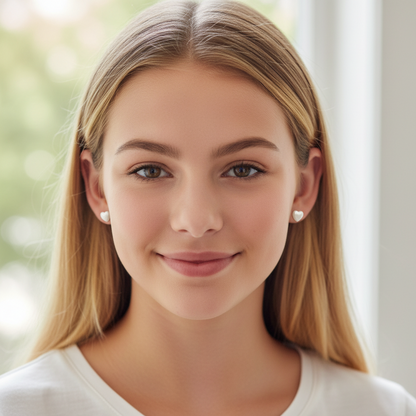 Frosted Heart Stud Earrings