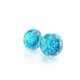 Plastic Posts or Invisible Clip On Metal Free Glitter Filled Resin Earrings 12mm