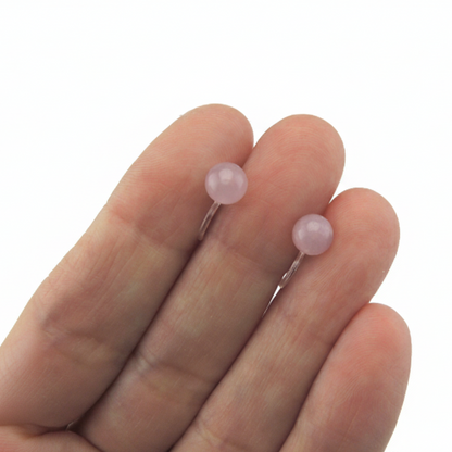 Poteau en plastique ou clip invisible sur boucles d'oreilles en pierre de quartz rose, sans métal
