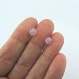 Plastic Post or Invisible Clip On Rose Quartz Stone Earrings, Metal Free