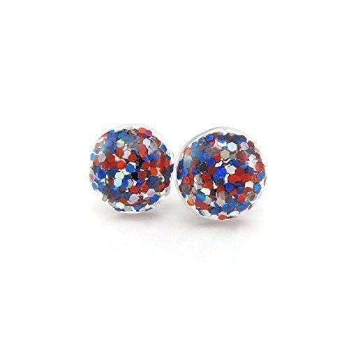 Boucles d'oreilles à tige en résine remplie de paillettes, 12 mm