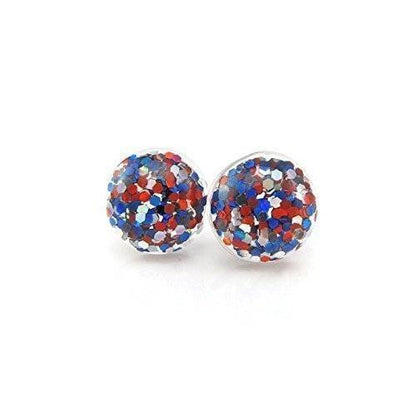 Glitter Filled Resin Stud Earrings, 12mm