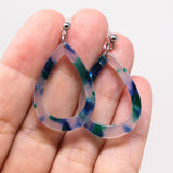 Invisible Clip On or Plastic Hooks Dangle Earrings Acetate Teardrop, 50mm
