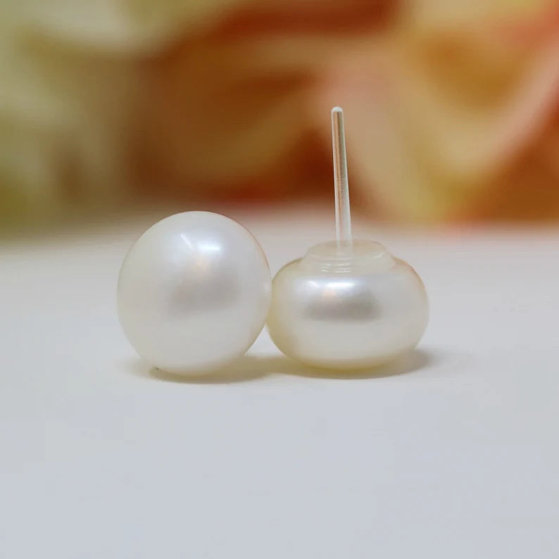 Cultured Freshwater Pearl Stud Earrings, Two Sizes