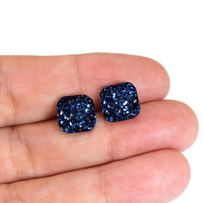 Square Druzy Stud Earrings